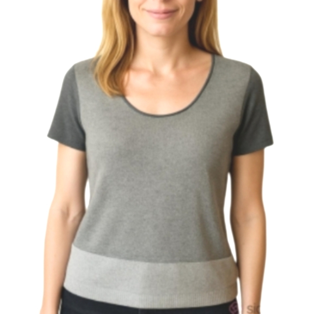 ESCADA SPORT Vintage Lightweight Scoop Neck Color Block Knit Sweater Top Small.